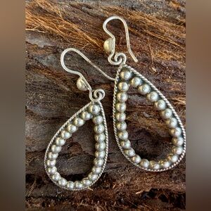 Vintage Vogt Sterling Silver Navajo Pearl Teardrop Earrings | Western Cowgirl